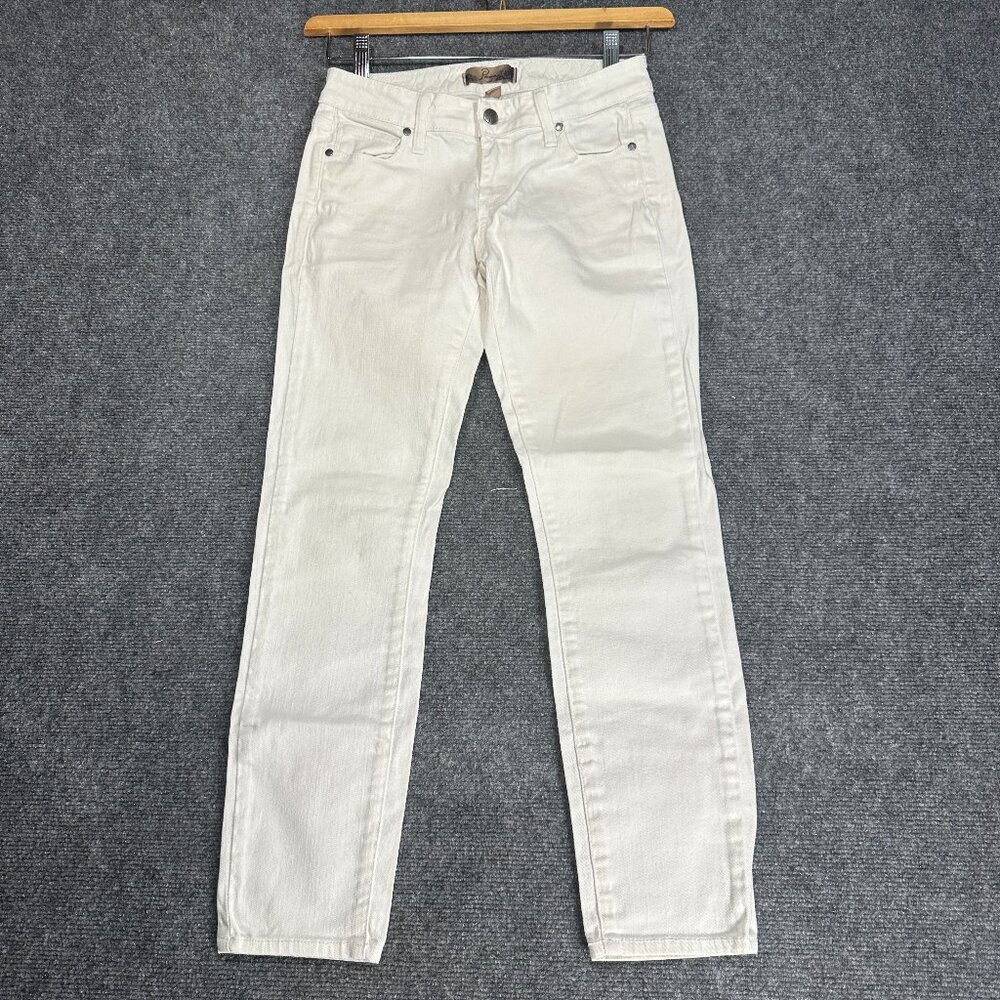 PAIGE Jeans Womens 24 Roxie Capri White Cotton Stretch Pockets Logo